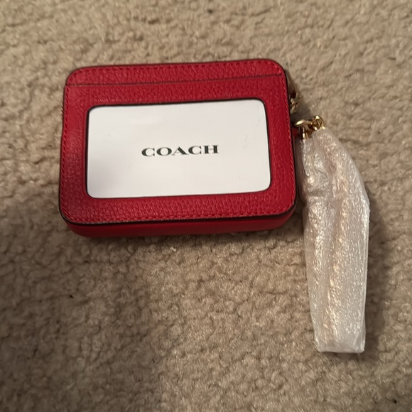 Coach Zip Card Case Size OS Color Red Gold - Picture 3 of 6